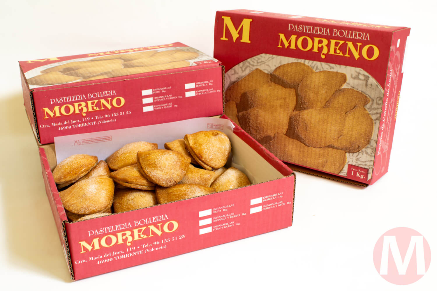 Caja con empanadillas de boniato