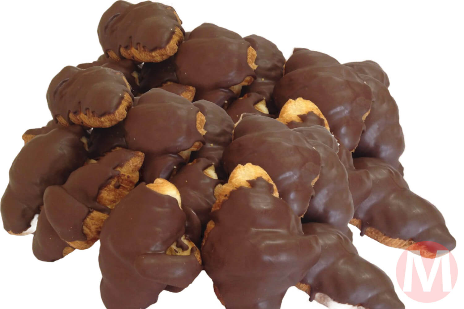 Croissants bañados de chocolate